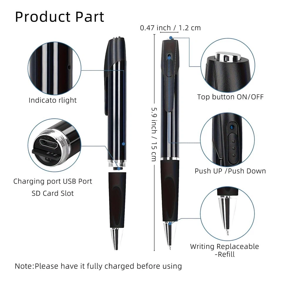 W8 Spy Pen — Hidden Camera Pen With Audio & Loop Recording factory